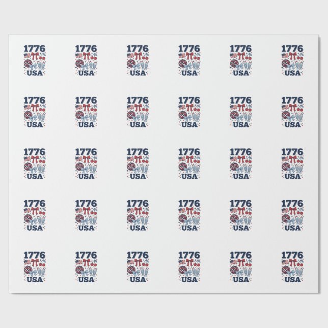 Papier Cadeau Conception vectorielle coquette patriotique 1776 É (Plat)