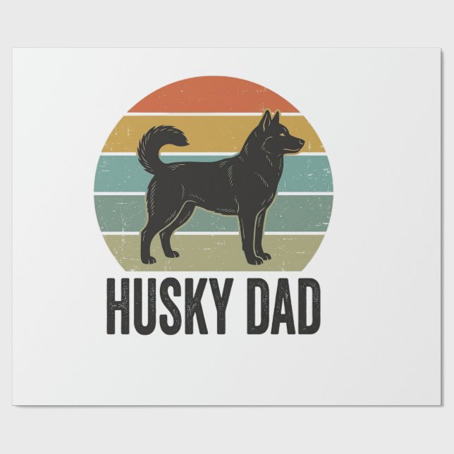 Papier Cadeau Conception vectorielle de chien rétro Husky Papa V (Plat)