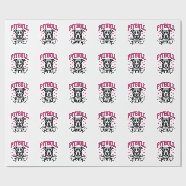 Papier Cadeau Conception vectorielle de sœur Pitbull amateur de  (Plat)