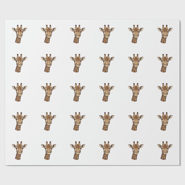 Papier Cadeau Conception vectorielle de tête de girafe gravée vi (Plat)