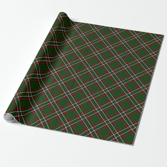 Papier Cadeau Conception verte et rouge de style de plaid (Déroulé)