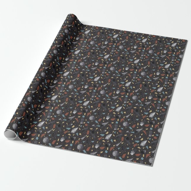 Papier Cadeau Conception Vintage de surface Terrazzo (Déroulé)