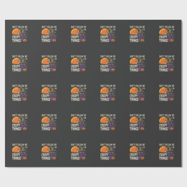 Papier Cadeau Conceptions de chat de sorcière d'Halloween de cho (Plat)