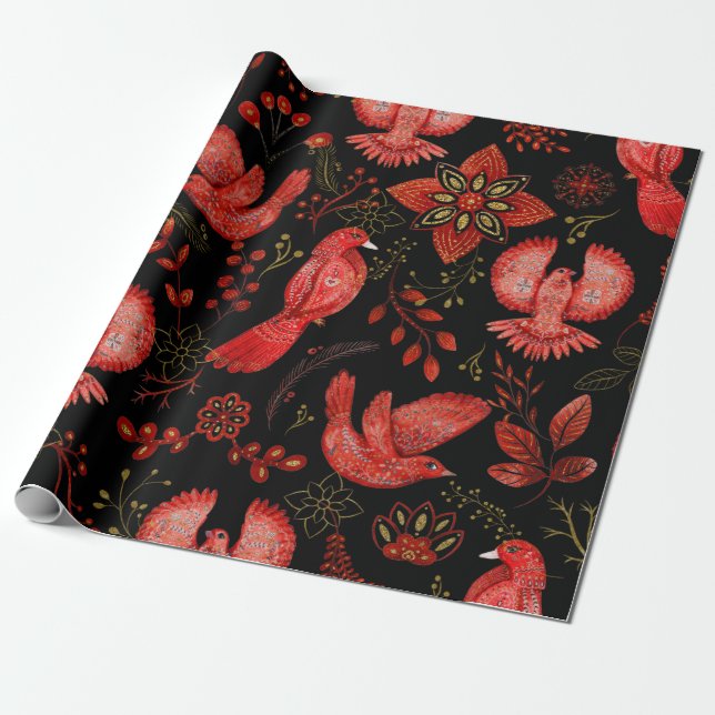 Papier Cadeau Conceptions de motifs floraux et feuillus vibrants (Déroulé)