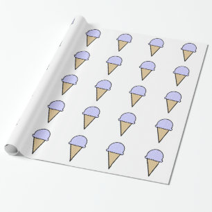 Papier Cadeau Cône de crème glacée bleu lavande