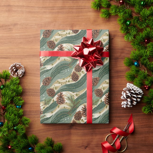 Papier Cadeau Cône de pin de fête (Cadeau de vacances)