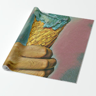 Papier Cadeau cône vintage de crème glacée