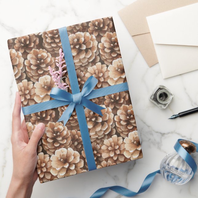 Papier Cadeau Cônes de pin brun Anniversaire (Cadeaux)