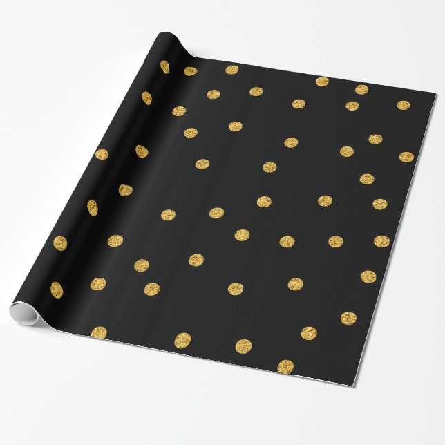 Papier Cadeau Confetti Gold Foil Noir (Déroulé)