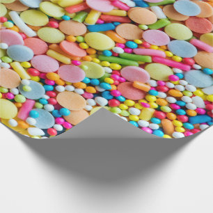 Papier Cadeau Confettis de bonbons paillettes pastel arc-en-ciel