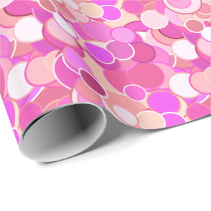 Papier Cadeau Confettis de milieu de siècle - rose et corail