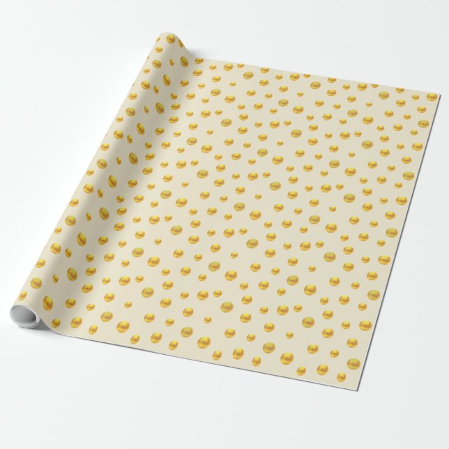 Papier Cadeau Confettis dorés élégants sur couleur champagne (Déroulé)
