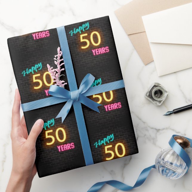 Papier Cadeau Connexion Neon en brique pour 50e anniversaire (Cadeaux)