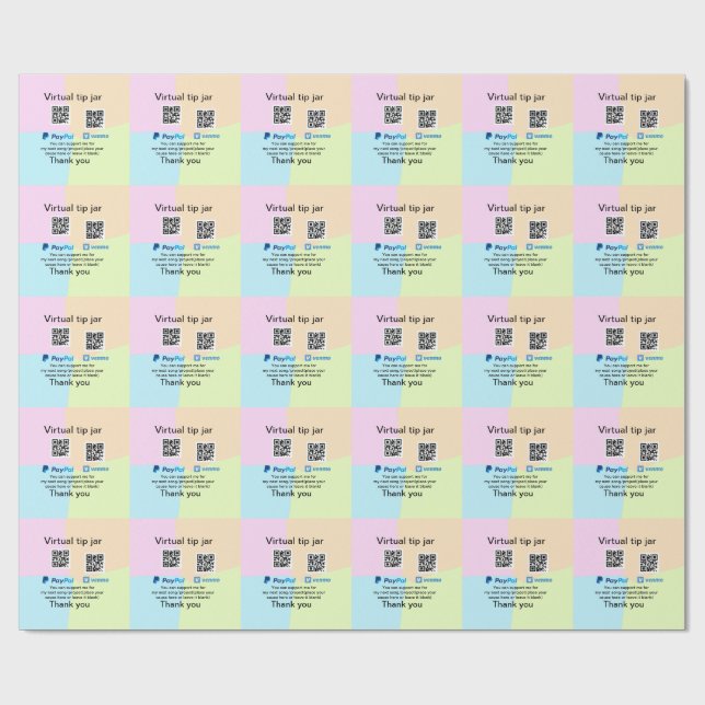 Papier Cadeau Conseil virtuel jar q r code argent don PayPal ven (Plat)