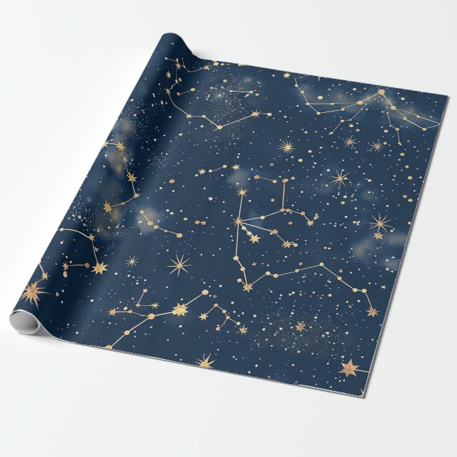 Papier Cadeau Constellation céleste - Nuit étoilée (Déroulé)