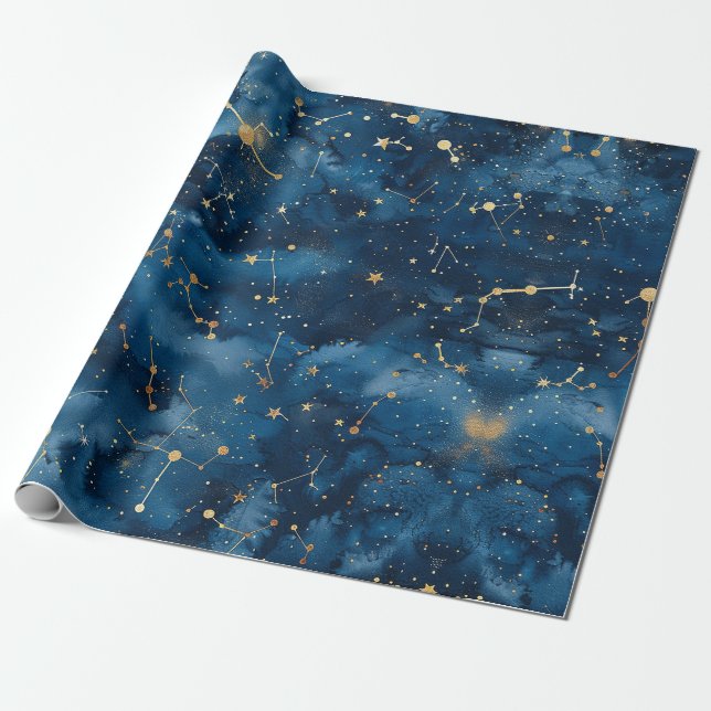 Papier Cadeau Constellation céleste - Nuit étoilée (7) (Déroulé)