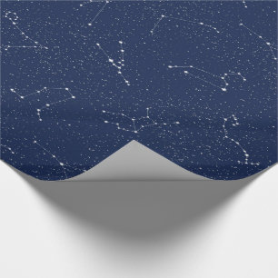 Papier Cadeau Constellations du zodiaque avec un ciel étoilé ble