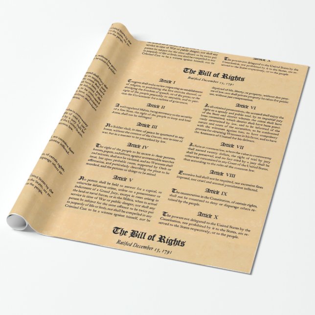 Papier Cadeau Constitution des États-Unis Déclaration des droits (Déroulé)