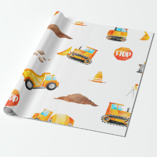 Papier Cadeau Construction en blanc