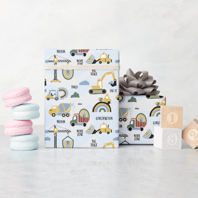 Papier Cadeau Construction Truck Birthday  (Baby Shower)