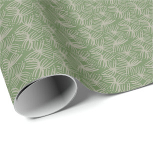 Papier Cadeau Contemporain abstrait fleur lime vert foncé