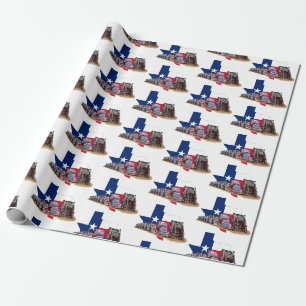 Papier Cadeau Contour de l'État du Texas, couleurs et emballage