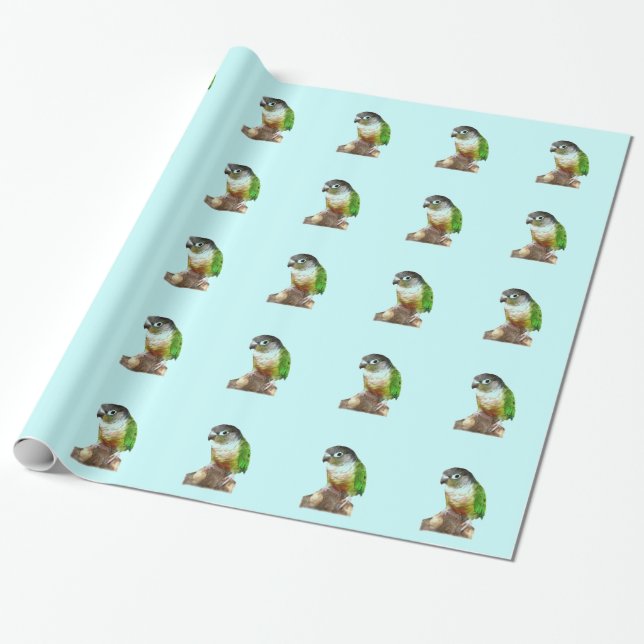 Papier Cadeau Conure verte à la joue (Déroulé)