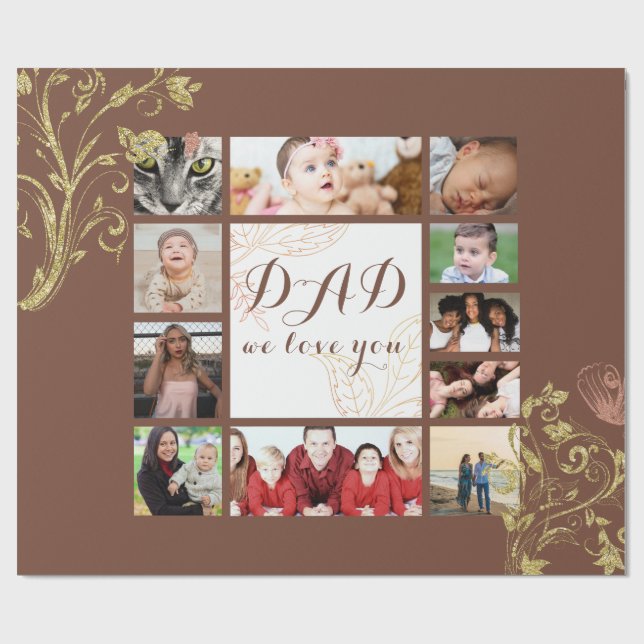 Papier Cadeau Cook Papa We Love You Family Photo Collage (Plat)