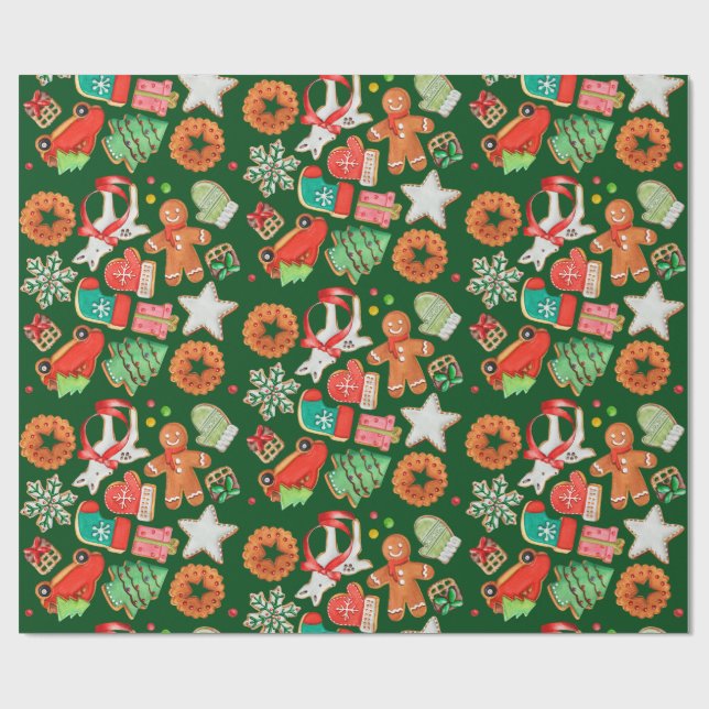 Papier Cadeau Cookie de sucre de Noël et pain d'épice (Plat)