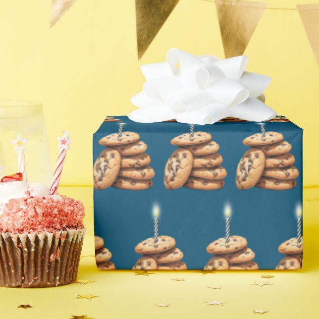 Papier Cadeau Cookies de chips au chocolat d'anniversaire (Fête d'anniversaire)