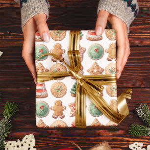 Papier Cadeau Cookies de Noël Exchange Red Green Holiday