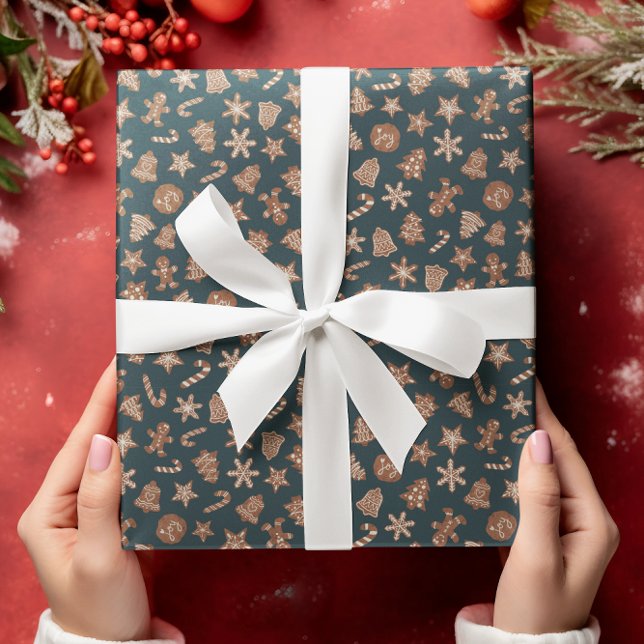 Papier Cadeau Cookies de Noël Motif vert (Créateur téléchargé)