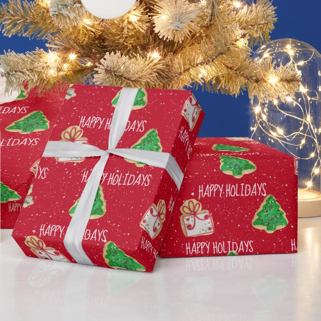 Papier Cadeau Cookies De Sucre De Noël Et Snowflakes (Vacances)