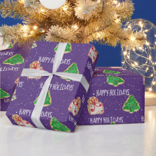 Papier Cadeau Cookies De Sucre De Noël Et Snowflakes