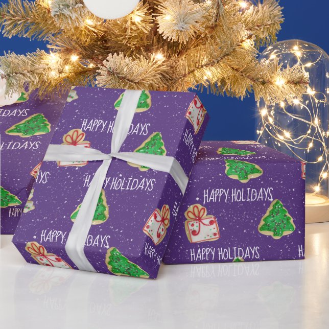 Papier Cadeau Cookies De Sucre De Noël Et Snowflakes (Vacances)