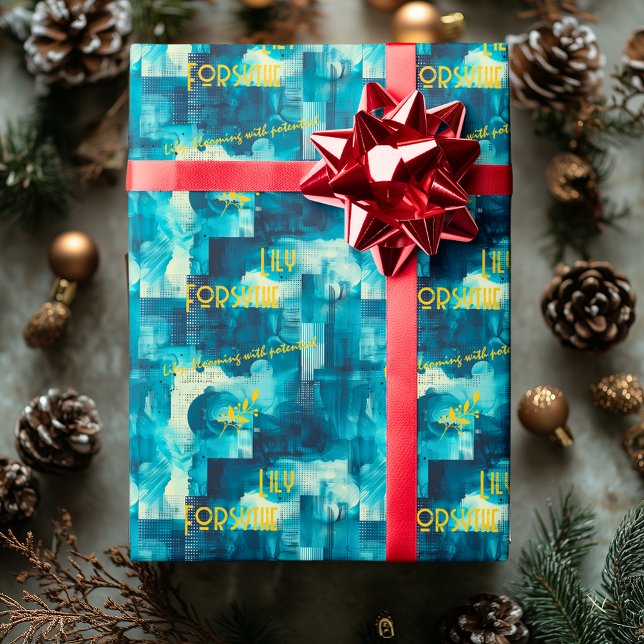 Papier Cadeau Cool Blue Elegance : Personnalisable Abstrait Gift (Créateur téléchargé)