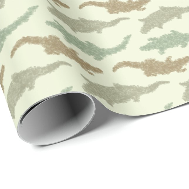 Papier Cadeau Cool Camo Alligators - motif sans soudure. (Coin rond)