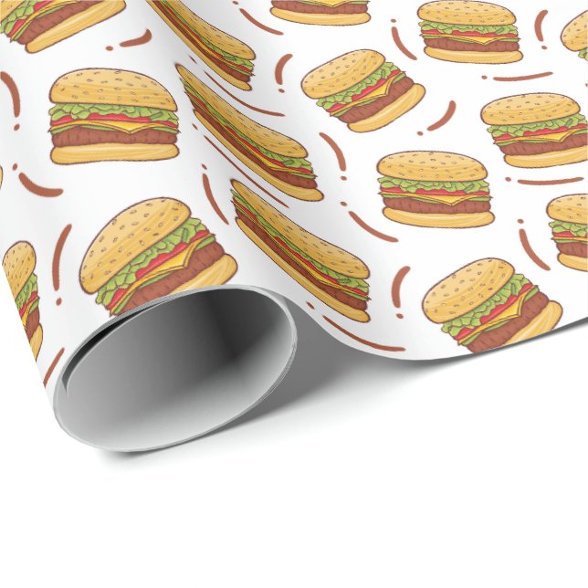Papier Cadeau cool carrelé hamburger motif (Coin rond)