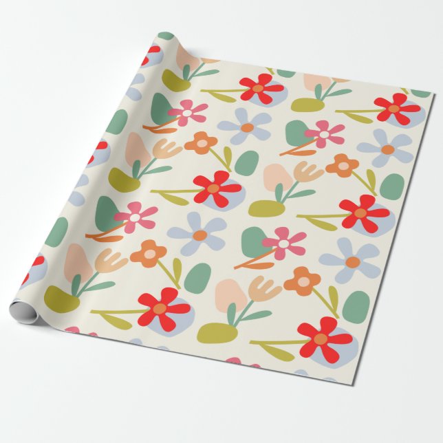Papier Cadeau Cool D'Apparence Florale Abstraite (Déroulé)