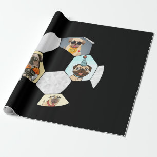 Papier Cadeau Cool de football Chien Carlin de vie Carlin Annive