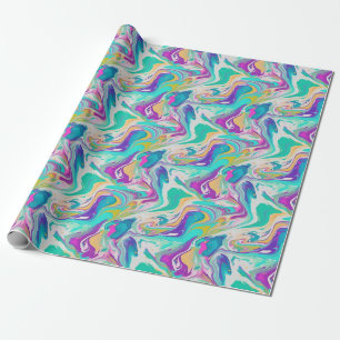 Papier Cadeau Cool de Marbre blanc bleu violet de peinture Moti