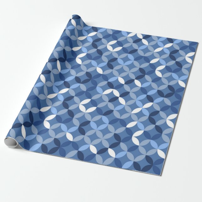 Papier Cadeau Cool design hygge de style nordique bleu (Déroulé)