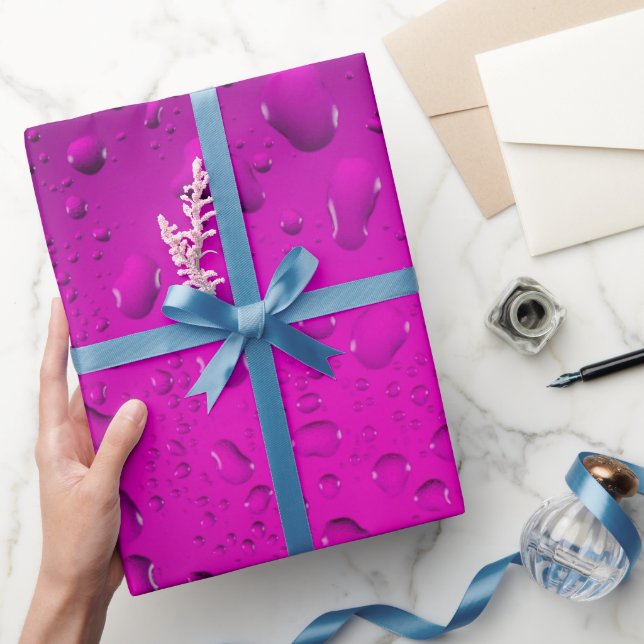 Papier Cadeau Cool élégant gouttes d'eau rose (Cadeaux)