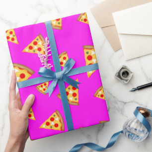 Papier Cadeau Cool et amusant pizza tranches motif neon rose