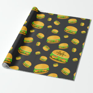 Papier Cadeau Cool et amusant yummy burger motif Monogramme