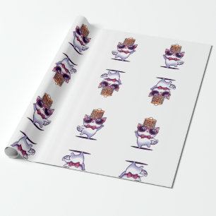 Papier Cadeau Cool et drôle d'équilibre de chat crêpe empilage