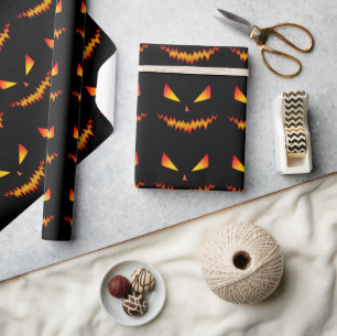 Papier Cadeau Cool et effrayant Jack O'Lantern visage Halloween