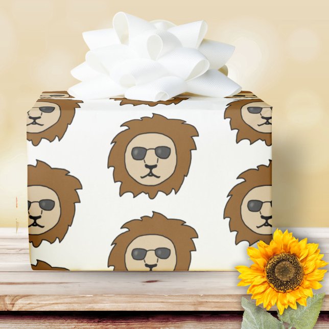 Papier Cadeau Cool Lion Head Motif Enfants Animaux (Créateur téléchargé)