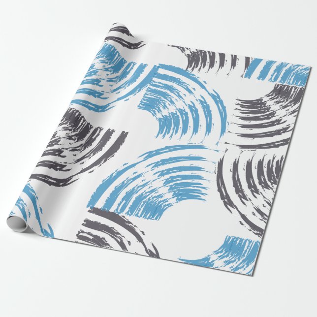Papier Cadeau Cool, moderne, bleu abstrait tendance (Déroulé)