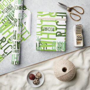 Papier Cadeau cool & moderne citron vert nom, typographie